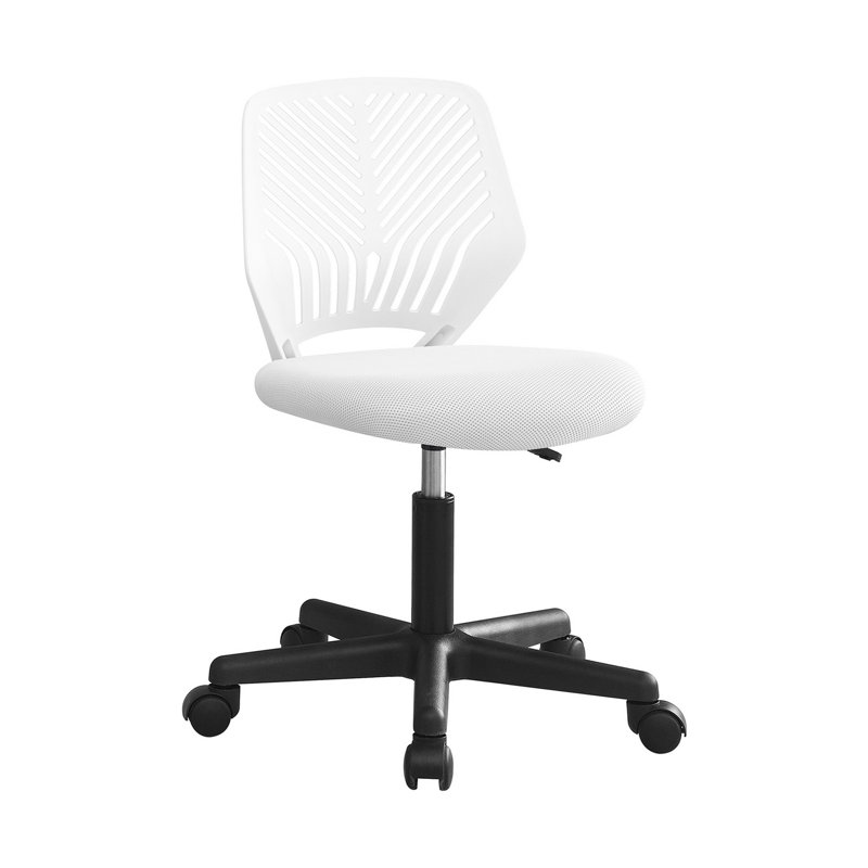 Fauteuil de bureau pivotant Jei, sans accoudoirs, hauteur réglable, blanc noir, Blanc