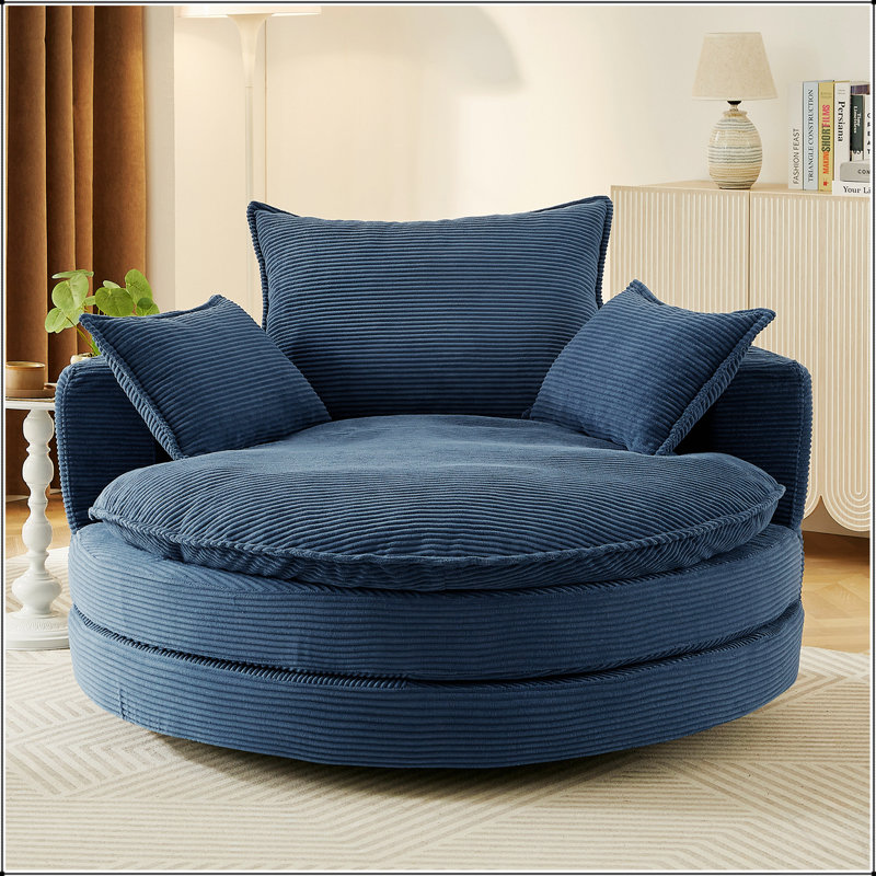 Canapé pivotant à 360 ° avec coussin à deux couches et 3 coussins amovibles pour un confort et une polyvalence ultimes, Bleu
