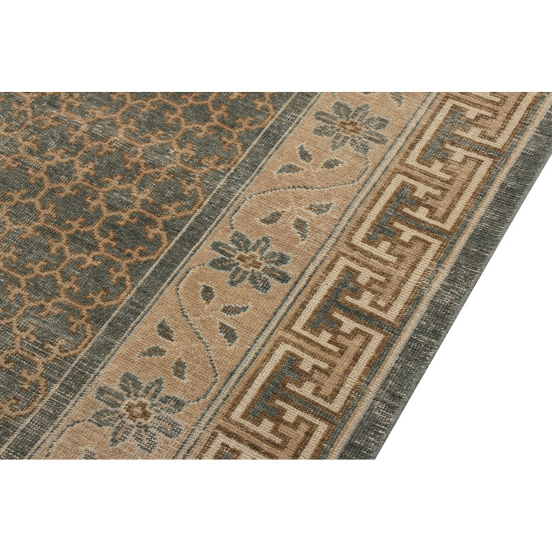 Distressed Homage Hand Knotted Wool Geometric Area Rug, Rectangle 5' x 8'