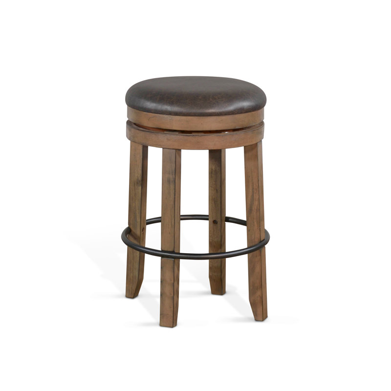 Schneck Swivel Upholstered Counter Stool with Solid Wood Frame, Bar Stool (30" Seat Hight), Buckskin