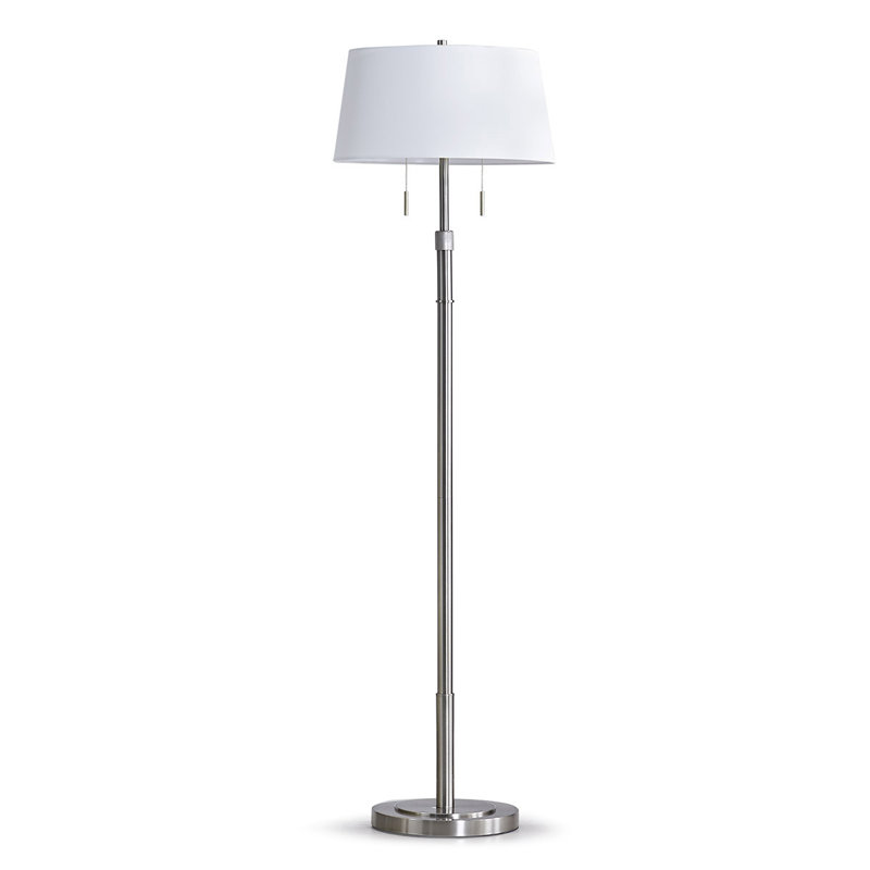 Lampe sur pied 67 po Maraman, Blanc, Nickel brossé