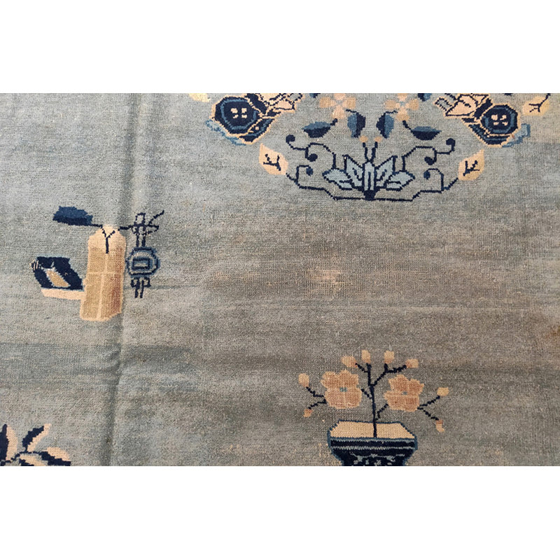 Antique Peking Chinese Medallion Blue 1920s Rug