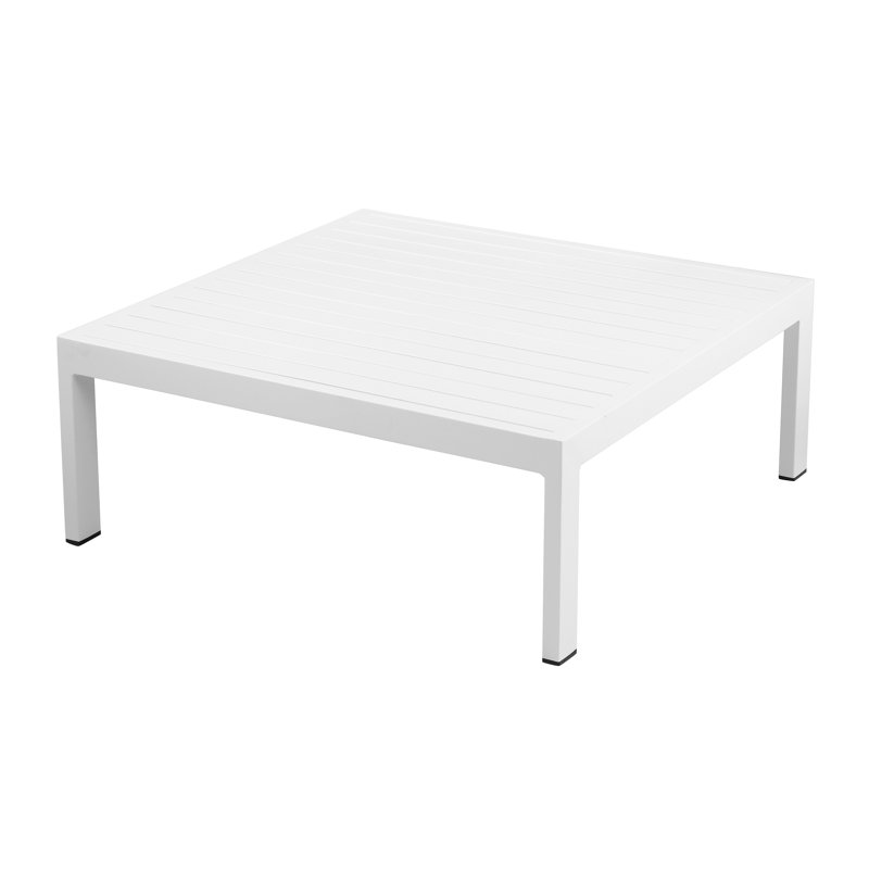 Table basse d'extérieur en aluminium Novae - table de patio moderne avec structure antirouille et plateau à lattes pour le drainage de l'eau