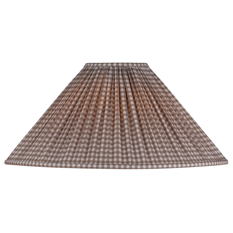 Abat-jour conique imprimé à larges fronces, Gingham Brown