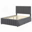 Lit plateforme double tapissier avec lit gigogne simple et 3 tiroirs, tissu en lin