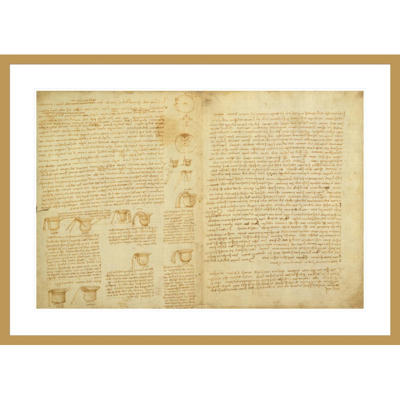 «A page from the Codex Chester» par Leonardo da Vinci, impression giclée encadrée, H 30,14 po x l 41,5 po