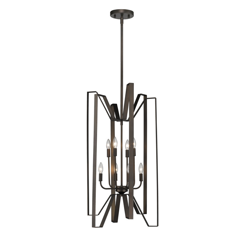 Algertha 4 - Light Steel Dimmable Geometric Chandelier, Bronze
