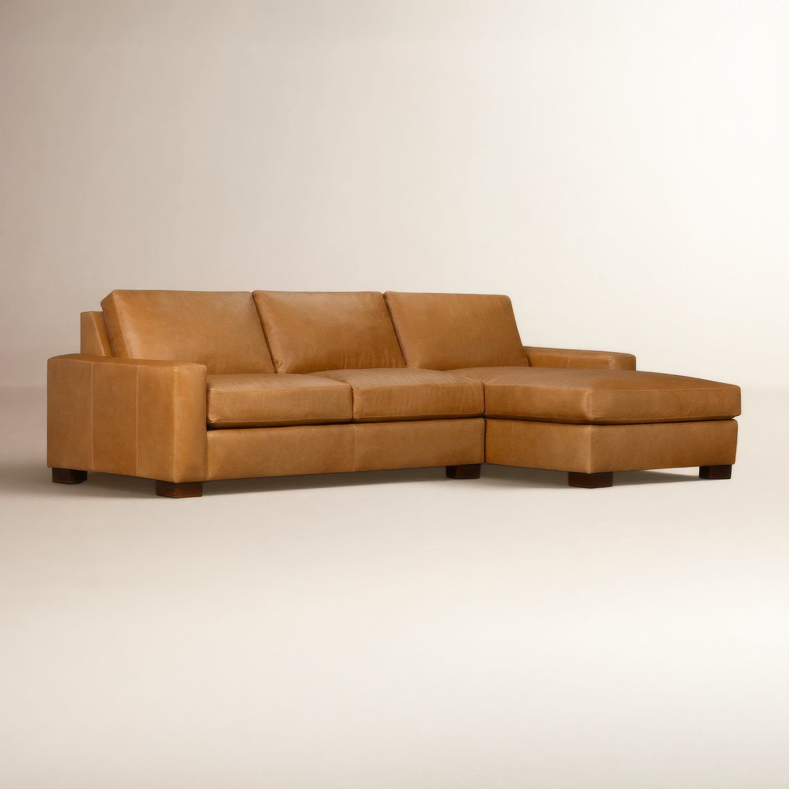 Jonie Sectional, Bistro Saddle Genuine Leather, Right Hand Facing