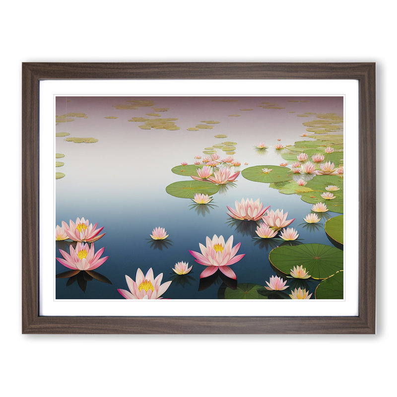 Adorable Water Lily Pond - Single Picture Frame Print, Walnut Framed, 25cm H x 34cm W x 2cm D