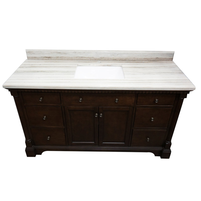 Ensemble de meuble-lavabo simple 60 "60", Marbre sable de plage