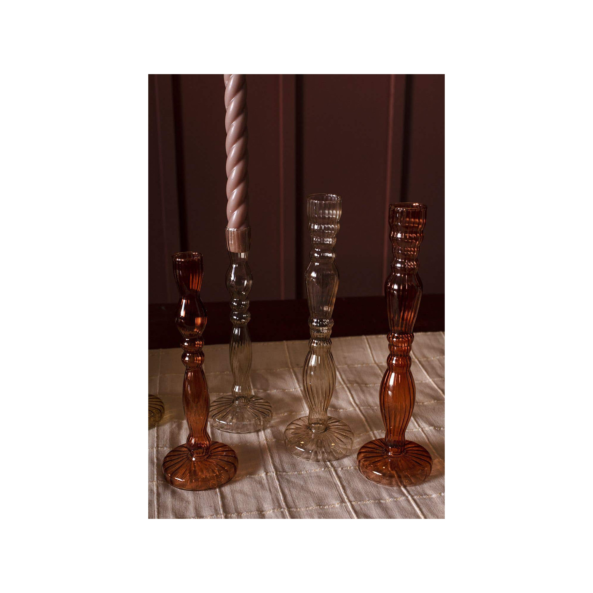 Marajo Candlestick, Smoke, 9.75" H x 2.75" W x 2.75" D