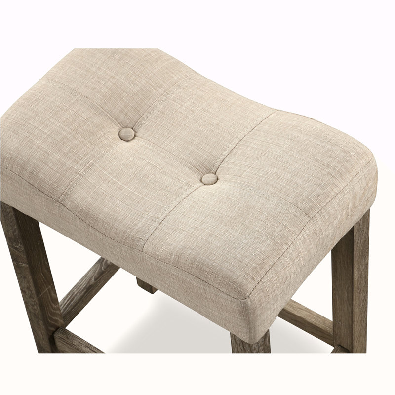 Button Tufted Counter Height Saddle Stool, Set Of 2