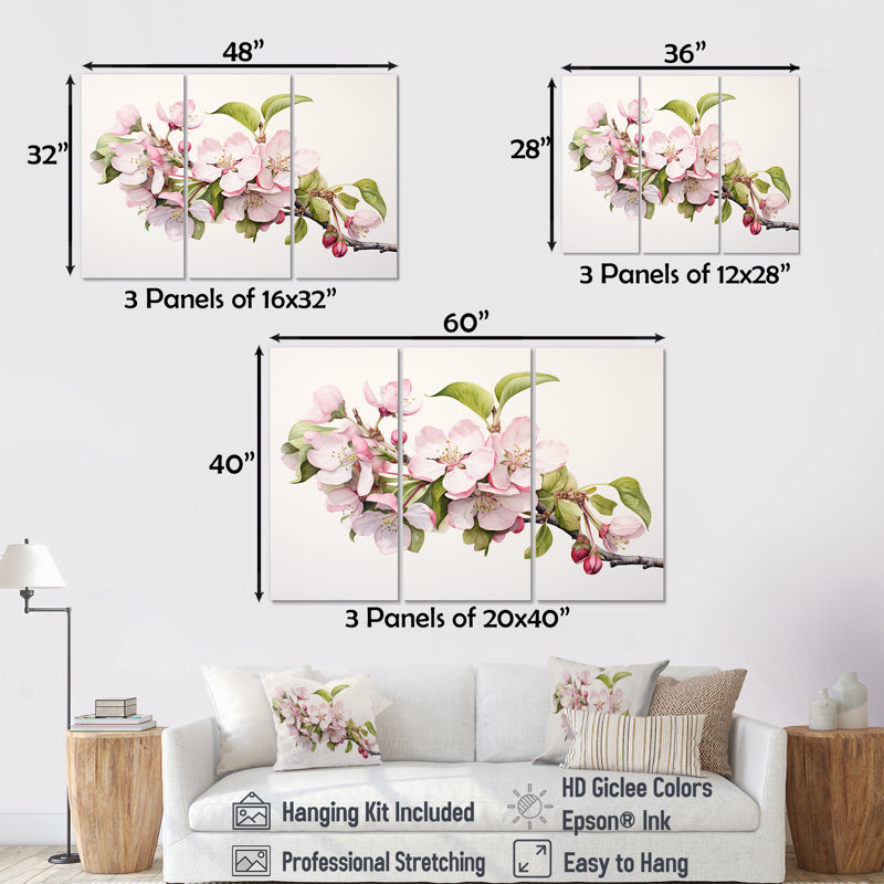 Ensemble de salon mural Apple Blossom, H 32 po x l 48 po x P 1 po