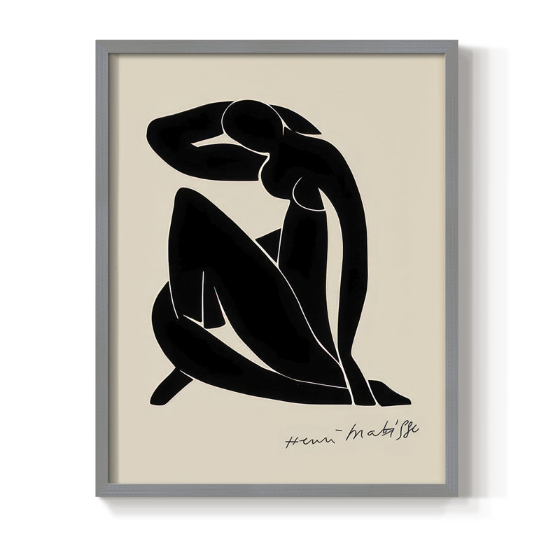 Matisse CLXXXVI Framed Print - Solid Wood, Grey, 10" H x 8" W