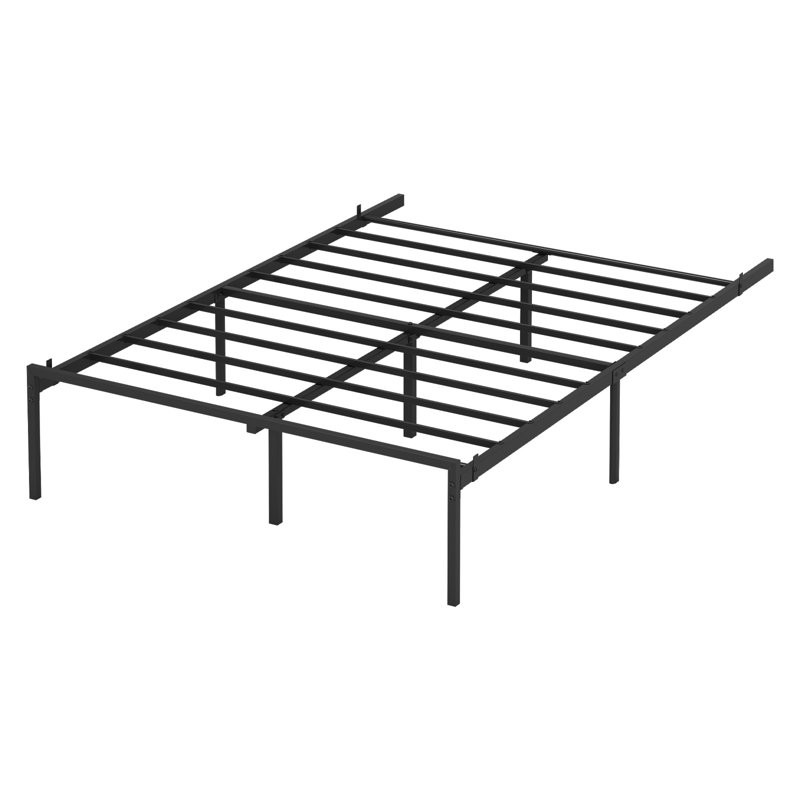 Structure de lit plateforme pleine grandeur en métal avec tête et pied de lit - Support silencieux durable, rangement sous le lit, mobilier de chambre à coucher moderne, assemblage facile, aucun sommier nécessaire