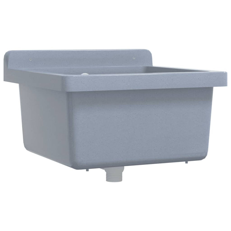 Belfry Bathroom Langlois Resin Sink, Grey, 24cm H x 40cm W x 40cm D