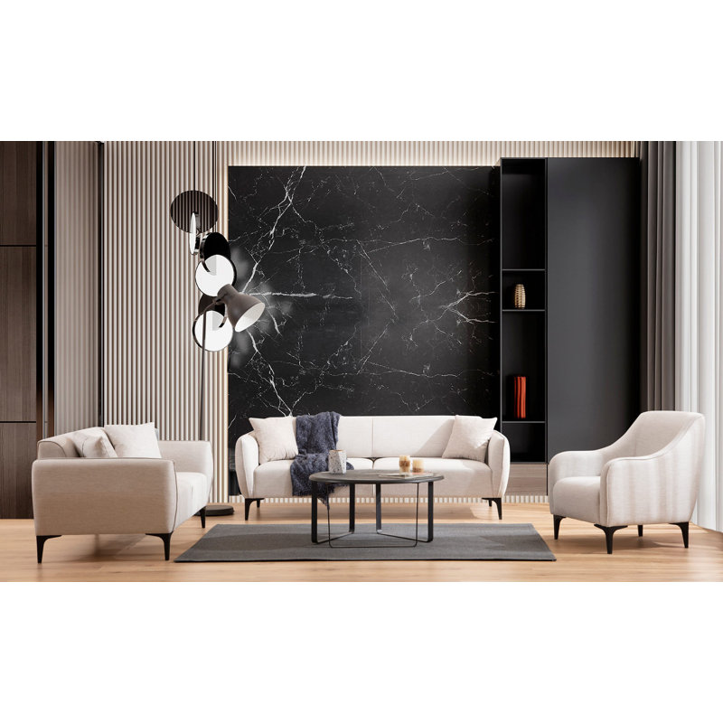 Canapé recouvert, H 67 cm x l 160 cm x P 95 cm, 100% polyester blanc cassé