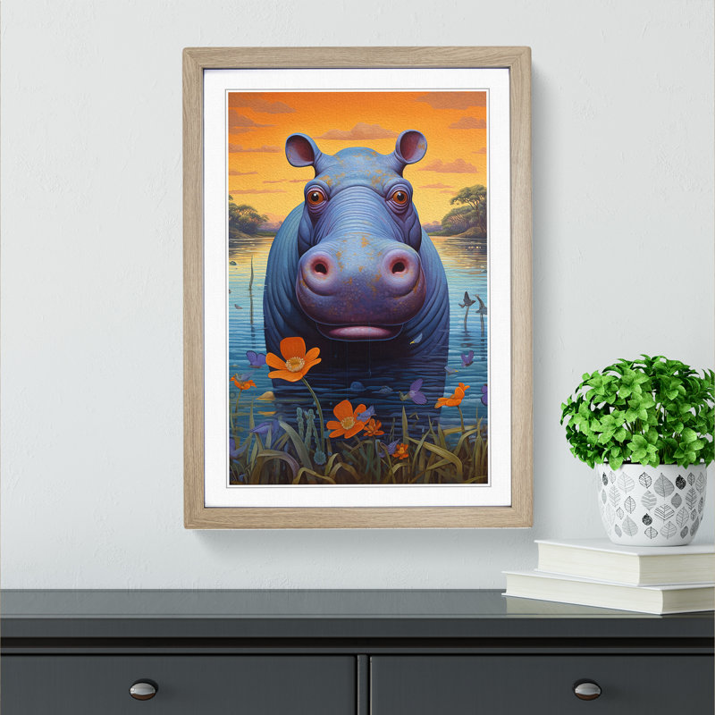 Hippo Modern - Framed Print
