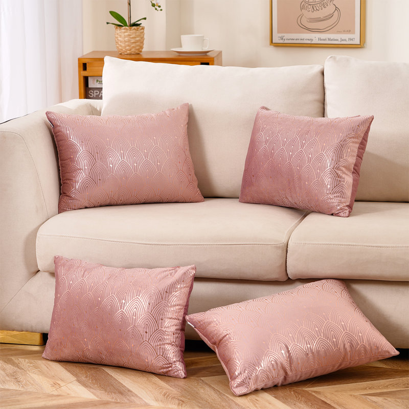 Coussins décoratifs en velours, Rose, polyester