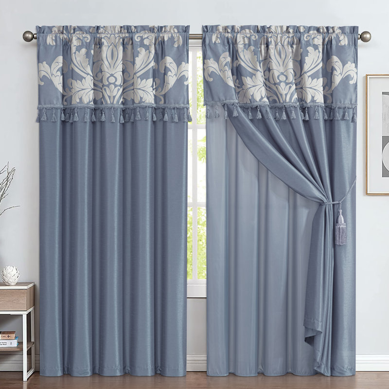 Royale Room Darkening Curtain Pair, Grayish Blue/Gray