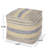 Western Handcrafted Fabric Pouf, Beige Blue