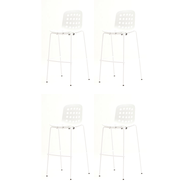 Tabouret de bar perforé Holi (ensemble de 4), Blanc