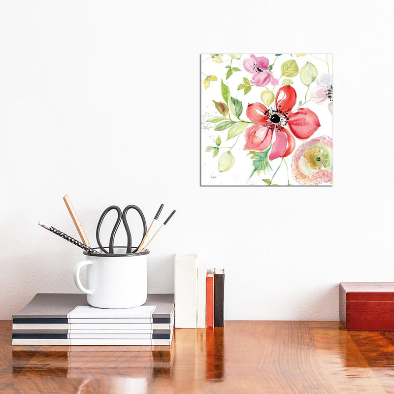 Spray of Anemones III by Kristy Rice - 1 Piece Wrapped Canvas Painting, 30.48 cm H x 30.48 cm W