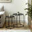 Black Metal Nesting End Table for Living Room Furniture, Mirror Top Nest of Side Tables,Accent Table