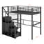 Lit mezzanine simple en métal avec escalier de rangement et petite armoire-25674848