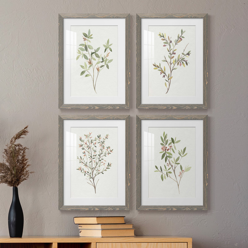 Simple Sprig I - ensemble de 4 reproductions de cadres photo, gris, H 24 po x l 72 po x P 1,5 po
