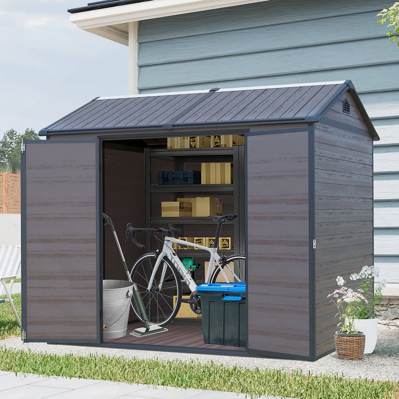 Remise de rangement extérieure, remise imperméable avec plancher et deux fenêtres, remise à outils avec porte verrouillable pour le jardin, le patio, la cour arrière