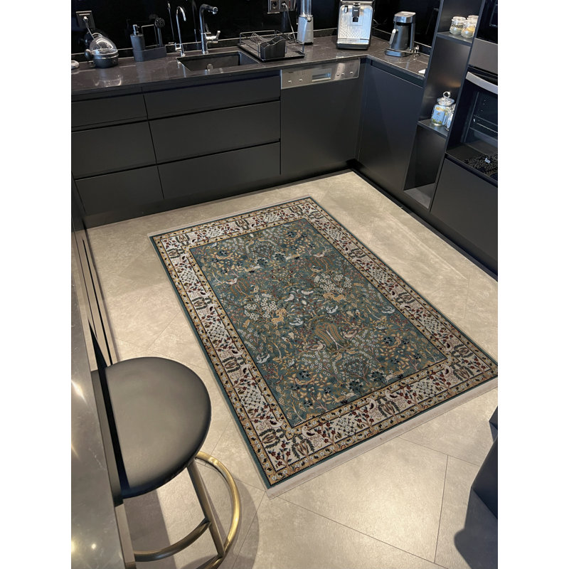 Tapis décoratif multicolore à motif d'oiseaux et de fleurs, Rectangle 4 pi 11,06 po x 9 pi 10,11 po