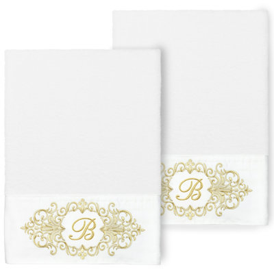 Linum Home Textiles 100% Turkish Cotton MONICA 2PC Embellished Bath Towel Set