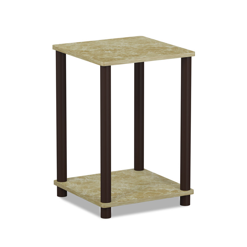 Table de bout avec rangement, Marbre brun, Brun