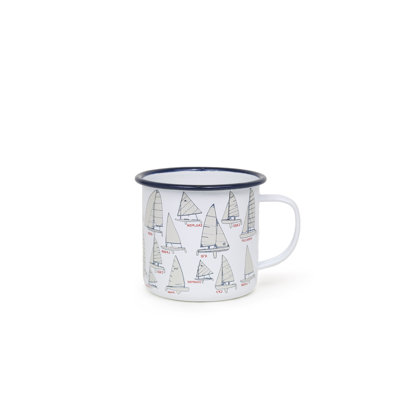Crow Canyon Enamelware Fishs Eddy x CCH 16 oz Large Mugs, Sailboats