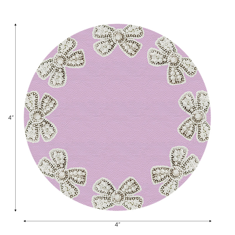 Sous-verres ronds en cuir perlé, Lilas