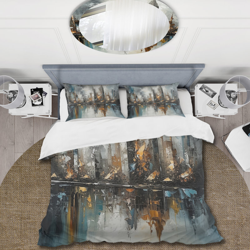 Ensemble de housse de couette en microfibre / polyester Abstract City Skyline4 Bedding