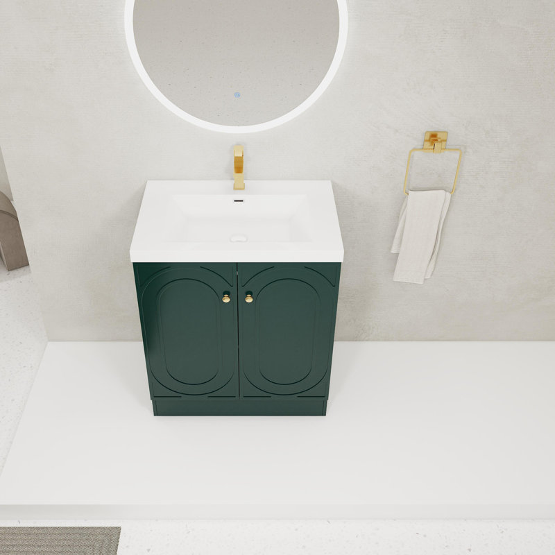 Meuble-lavabo autoportant avec lavabo en résine