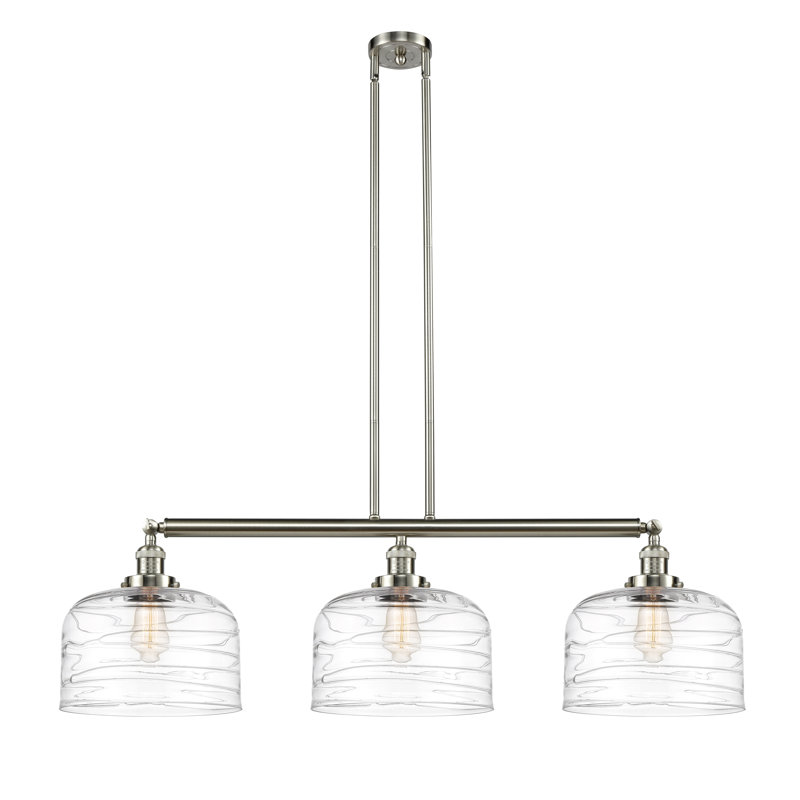 Bell - Luminaire suspendu pour îlot de cuisine 3 lumières 42 " , Nickel satiné brossé, Ampoule non incluse