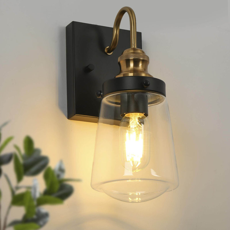 Éclairage pour salle de bain à 3 lumières à intensité variable noir / laiton Abinayan, 1 lumière