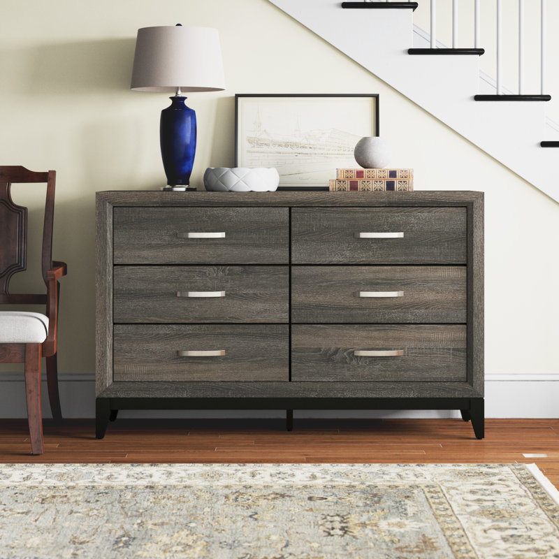Aarit 6-Drawer Double Dresser in Weathered Gray