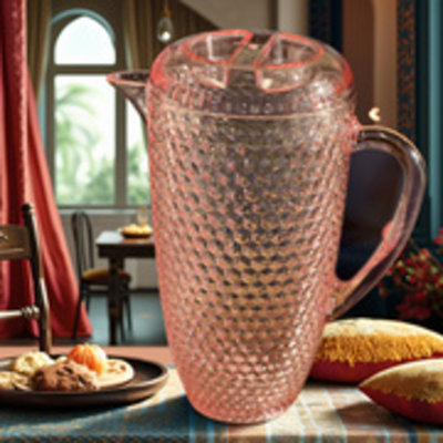 Pink Textured Plastic Water Jug With Lid Stylish Design, Durable Material Easy-pour Spout, Airtight Lid Plastic Water Bottle, Beverage Container, Drinking Cup, Etc.
