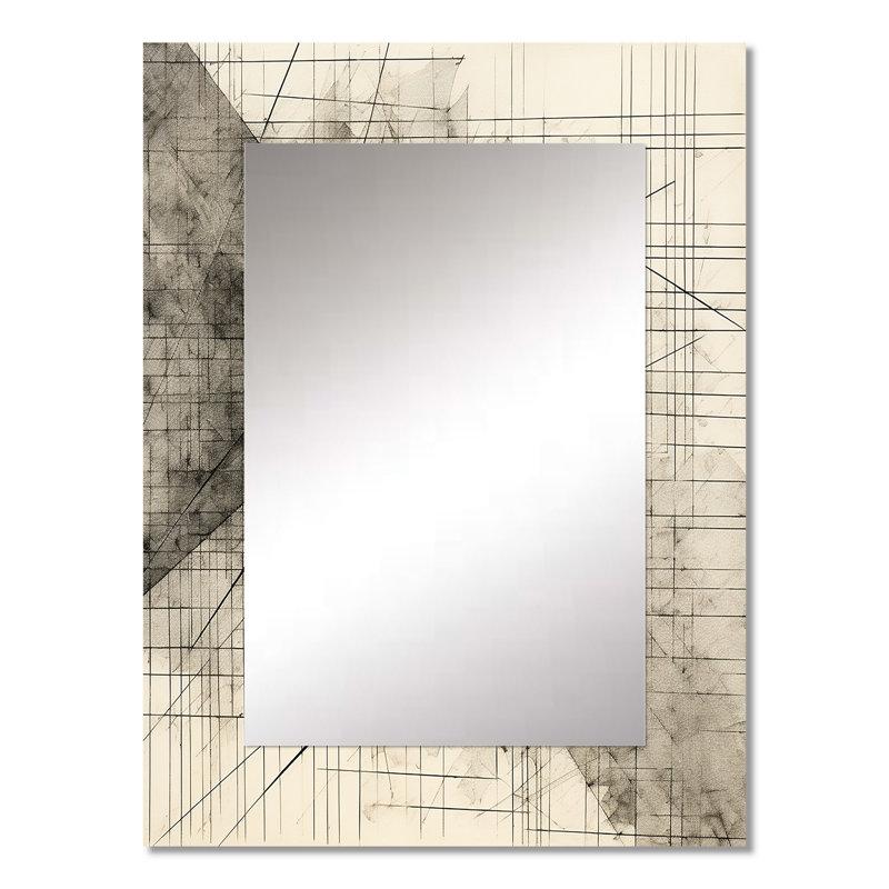 Minimalist Black and White V - Abstract Shapes Decorative Mirror, Modern Wall Mirror, Printed Metal Art, 32" x 24"