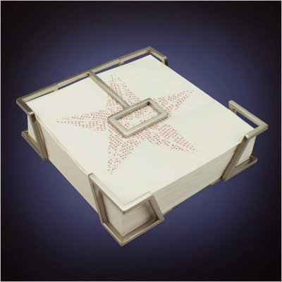Modern Stainless Steel Napkin Holder Dispenser With Weighted Pivoting Arm For Secure And Easy Napkin Access, Ideal For Dinner, Luncheon, And Holiday Gifting