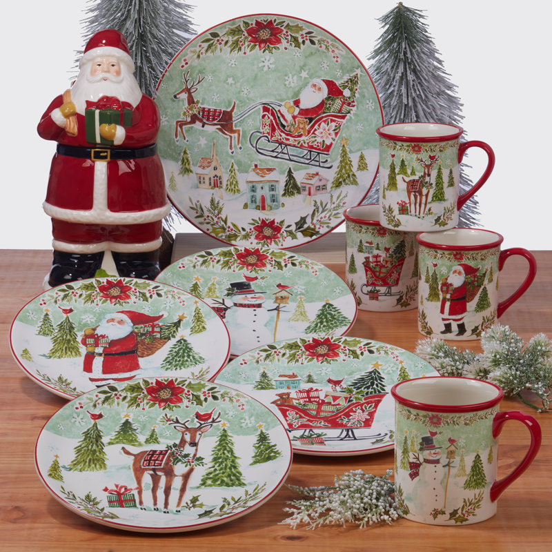Joy of Christmas Red Ceramic 16 oz Mug Set of 4