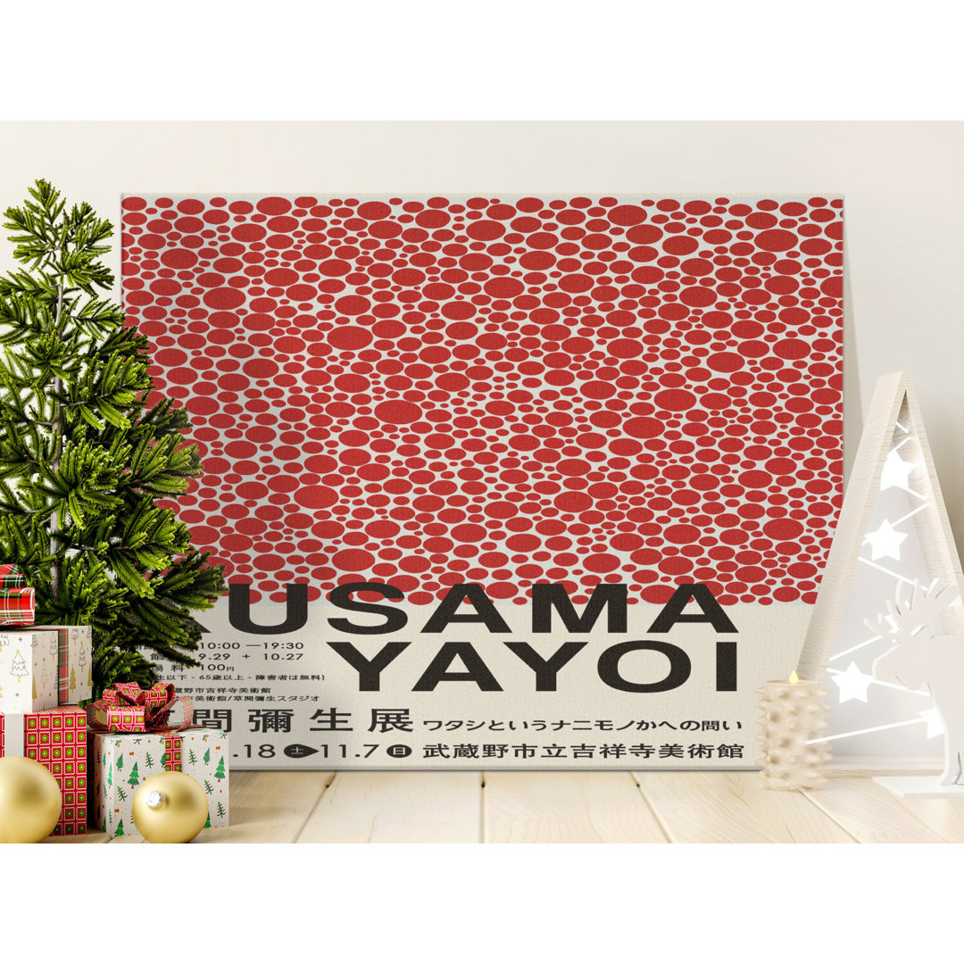 Kusama Yayoi Canvas Wall Art, Red Polka Dot Print, Modern Art Canvas, Gallery Wrapped Canvas, Ready to Hang, Statement Piece