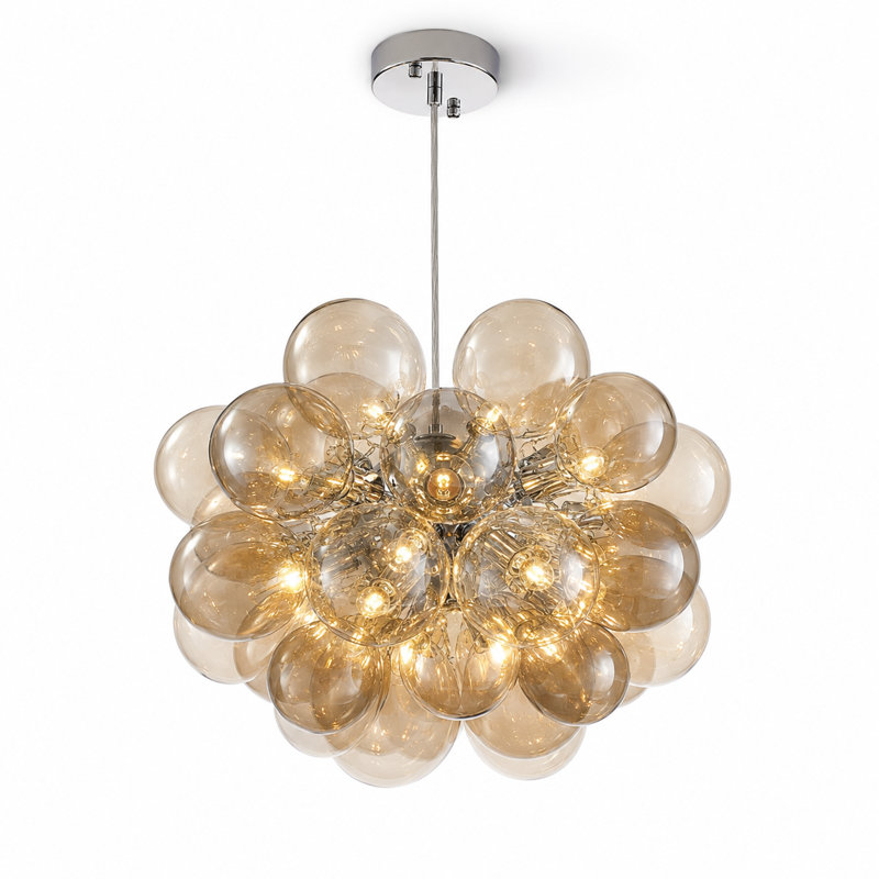 6-Light 20'' Modern Sputnik Bubble Glass Kitchen Island Pendant Light
