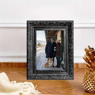 Black 1PC 5" x 7" Ornate Picture Frame with Decorative Profile