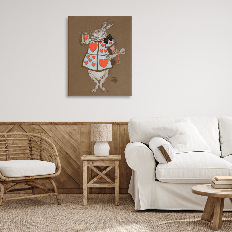Art mural sur toile, "Lapin jouant aux cartes et cœurs" par Joris Hoefnagel, H 40 po x l 30 po