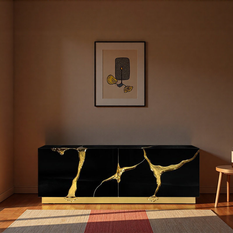 Buffet italien de luxe A Light, Noir, H 29,92 po x l 62,99 po x P 17,72 po